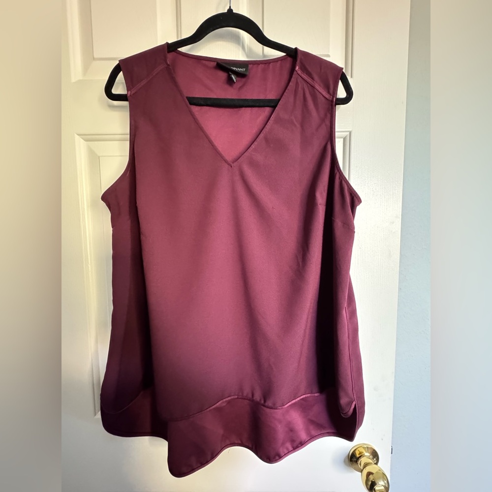 Lane Bryant V-Neck Sleeveless Blouse - Burgundy